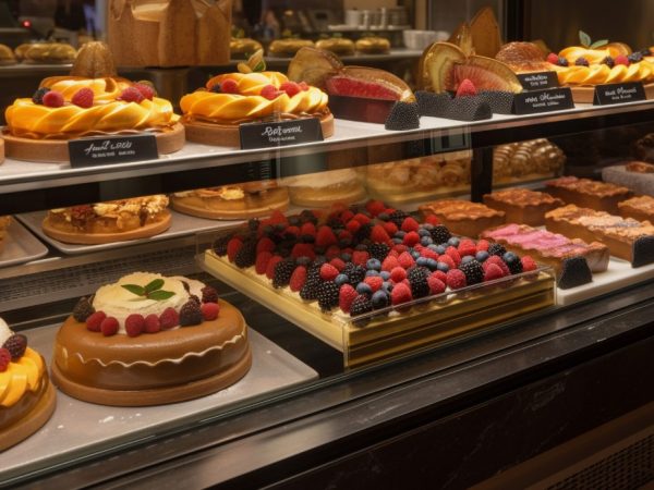 Зонирование пространства кондитерской с помощью витрин